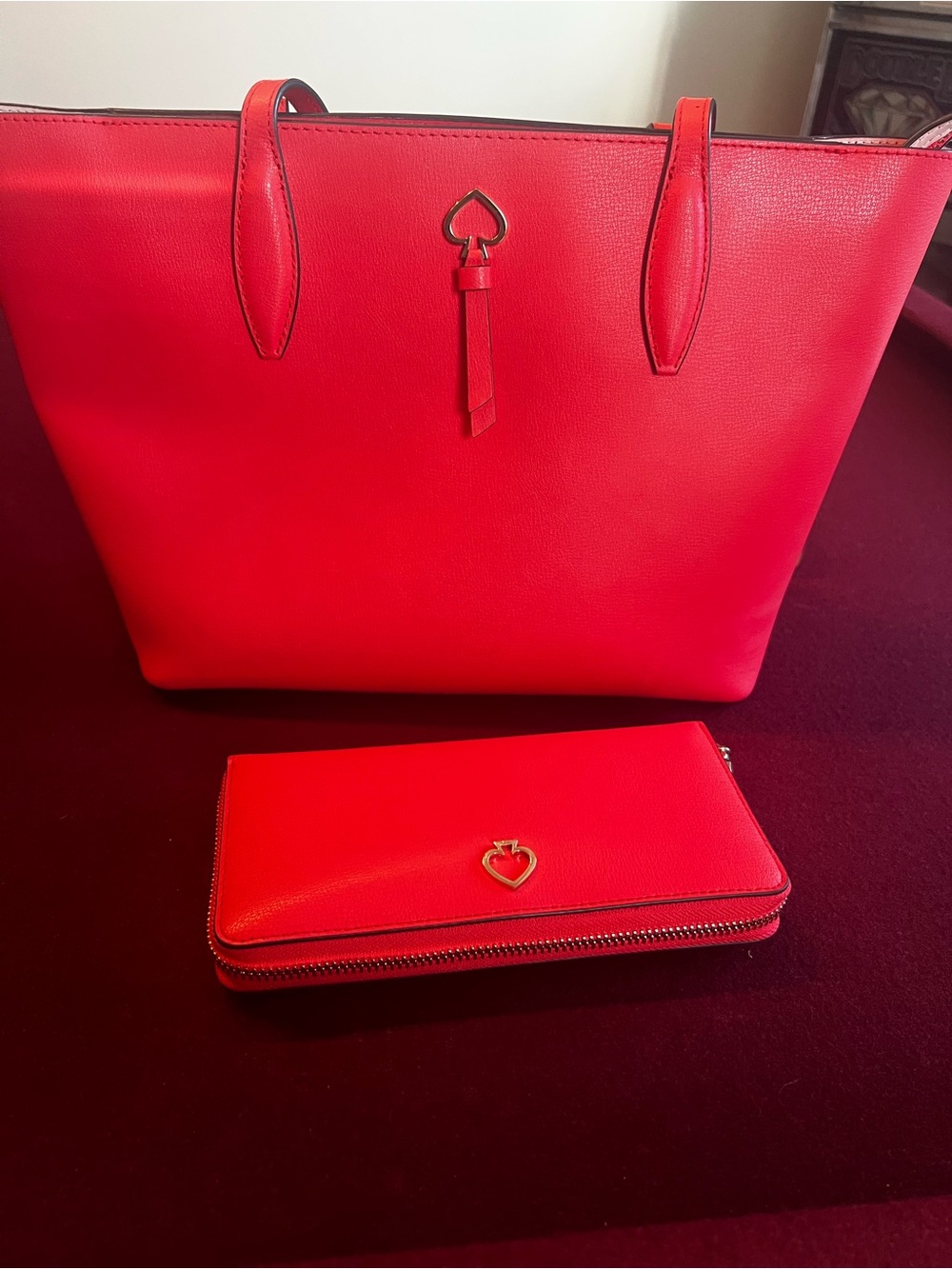 Kate Spade Adel Small Tote & Matching Wallet Set - Geranium Redo
